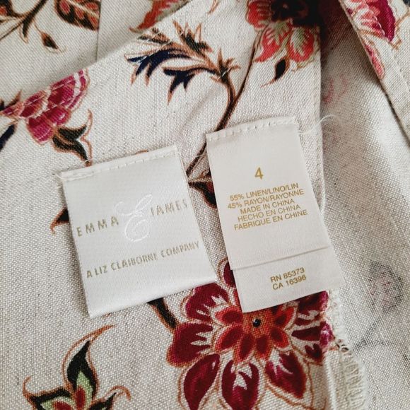 Vintage 90s Day Dress size 4 Emma James Floral Linen Rayon Blend Midi Length - Picture 8 of 9